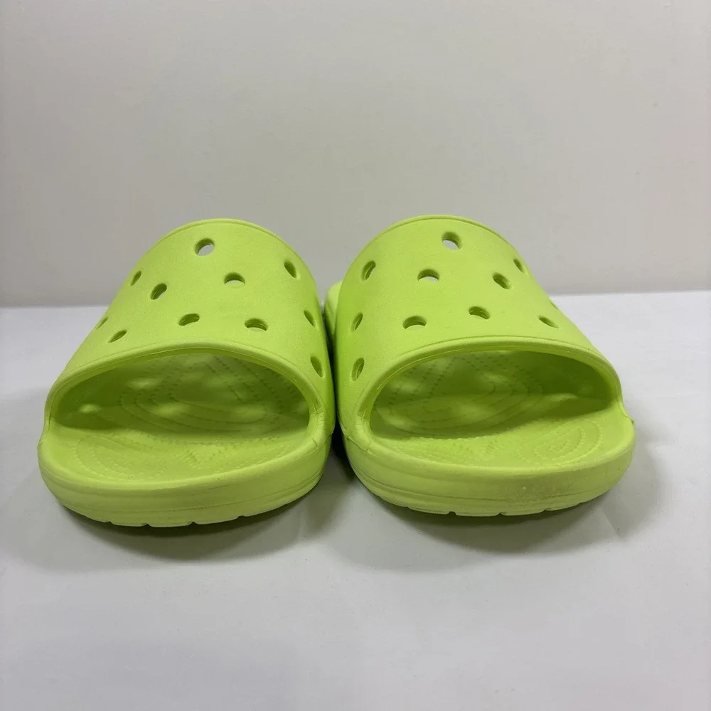 Crocs Classic Slide Sandals Neon Lime Green Womens 9 Mens 7 Slip On Shoe Comfort